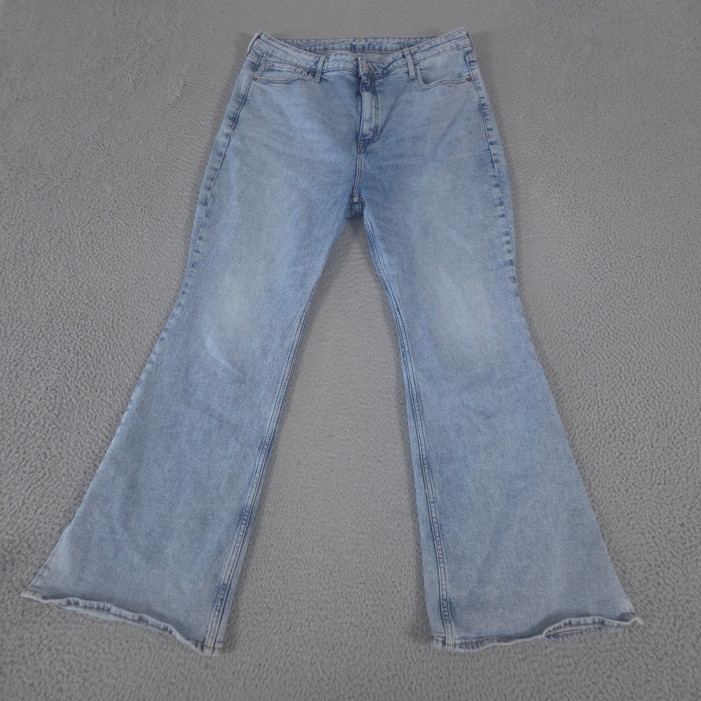 Old Navy Jeans Womens 16 Light Blue Higher High-Rise Side-Slit Flare Denim Pants